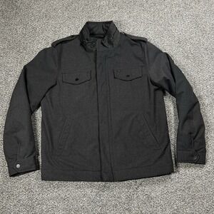 Levis Jacket Mens M Gray Lined Field Coat Full Zip Military Pockets Utility
